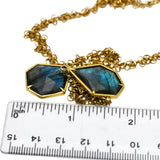 18k Yellow Gold Fancy Cut Labradorite Tassel Necklace 30.0CT