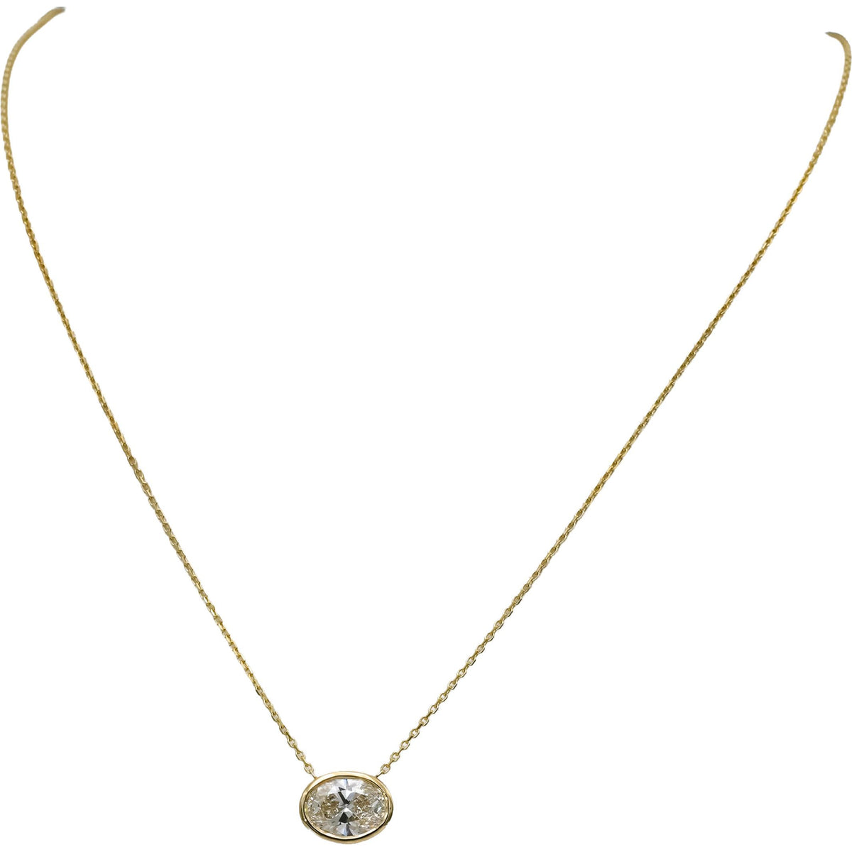 IGI 14k Yellow Gold VS1/G Lab-Grown Oval Diamond Pendant Necklace 2.35CT