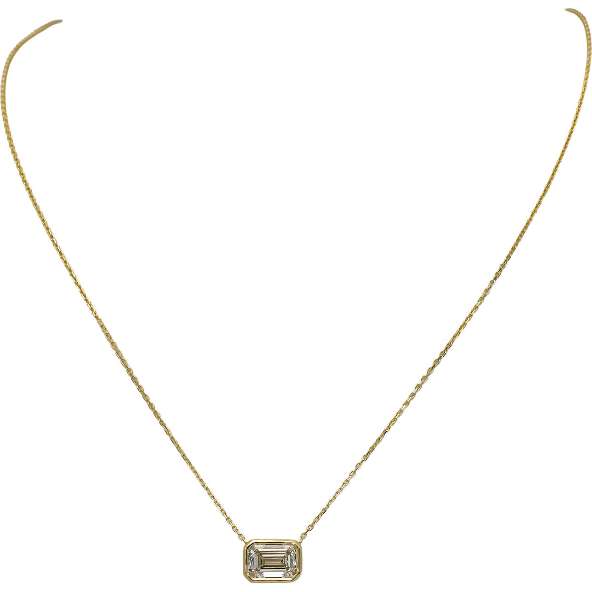 IGI 14k Yellow Gold VS1/G Emerald Cut Lab-Grown Diamond Pendant Necklace 2.60CT