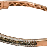 LE VIAN 14k Rose Gold White & Chocolate Diamond Hinged Bangle Bracelet 2.50CT