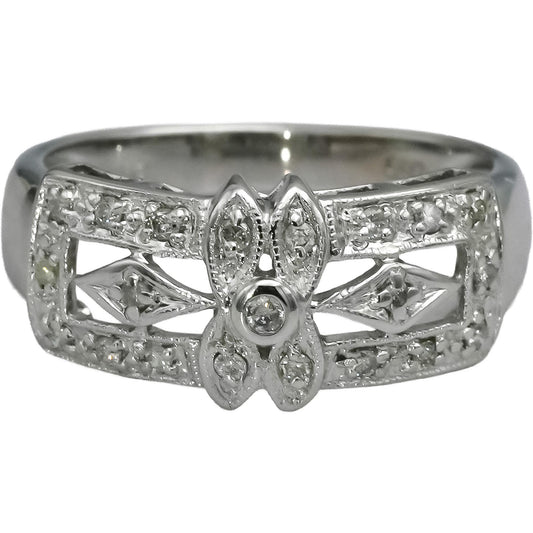 14k White Gold Round Diamond Milgrain Ring 0.25CT Size 6.25
