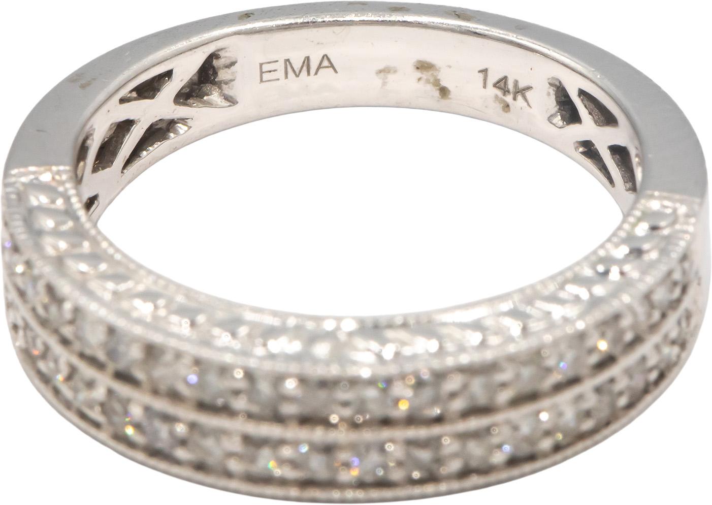 14k White Gold 0.50CT Diamond Band Ring Size 7