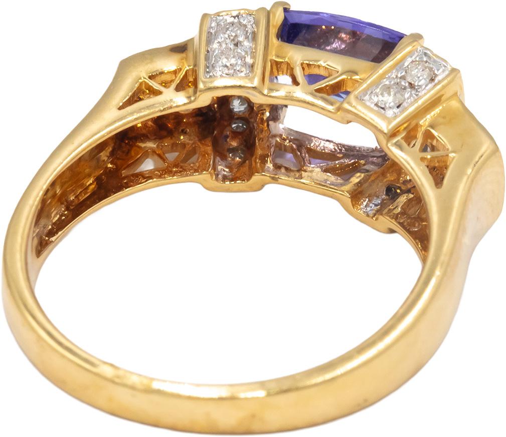 18k Yellow Gold 1.22CT Diamond and Tanzanite Ring Size 7.5