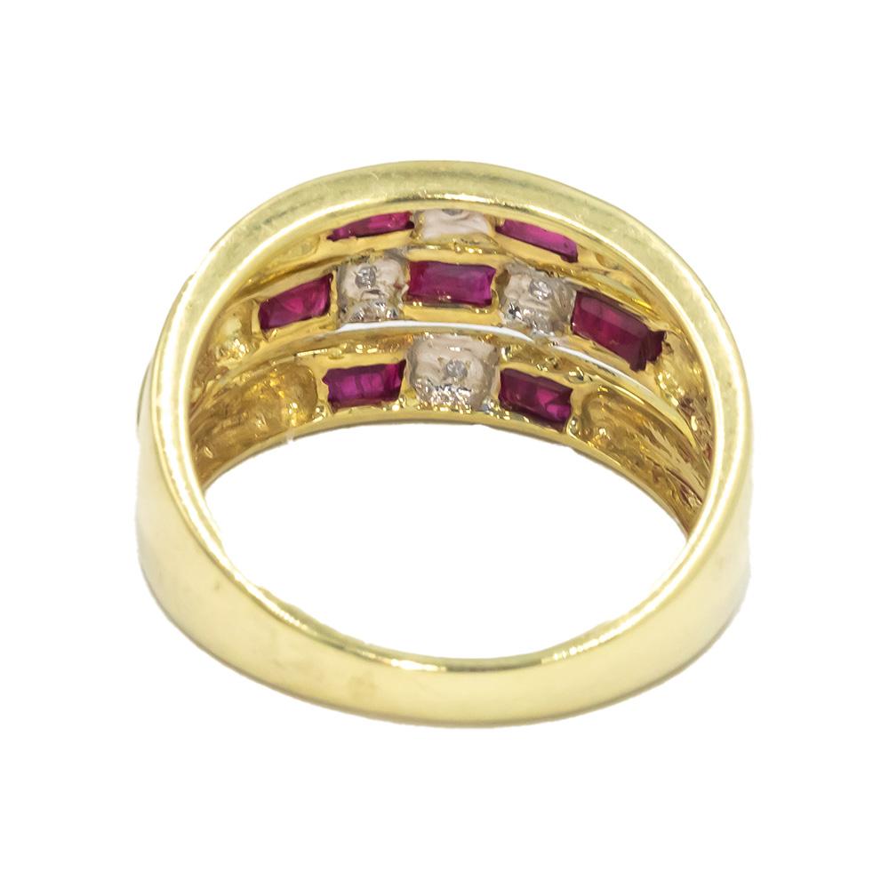 14k Yellow Gold 0.24CT Diamond and Ruby Band Ring Size 6.75