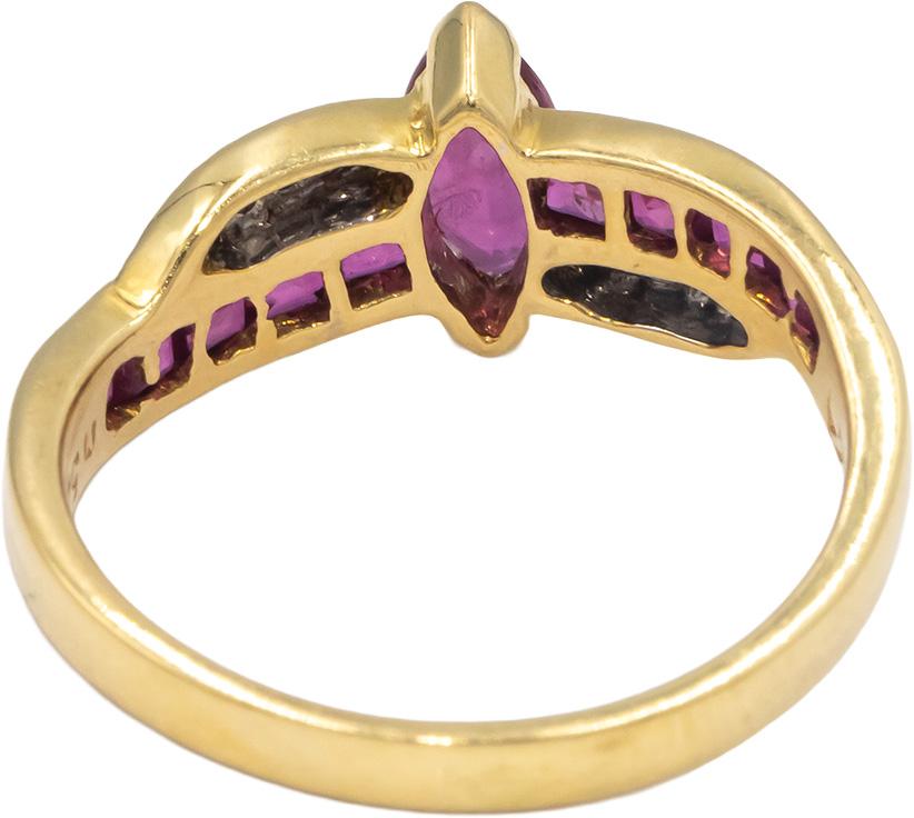 KALATI 18k Yellow Gold 0.90CT Diamond and Ruby Band Ring Size 6.5