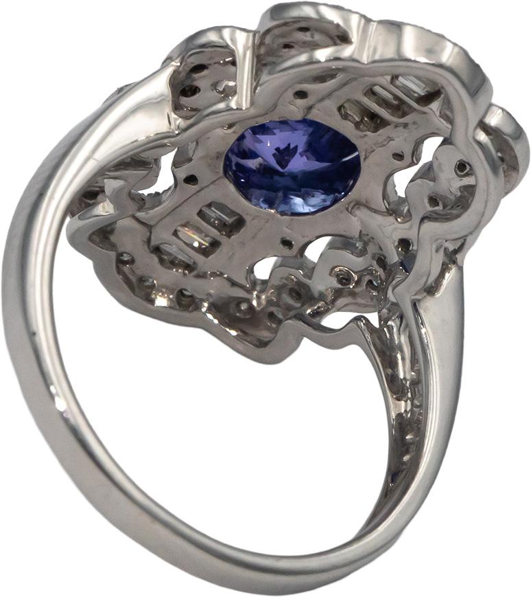 KALATI Designer 18k Gold 1.86CT Diamond and Tanzanite Filigree Ring Size 6.5
