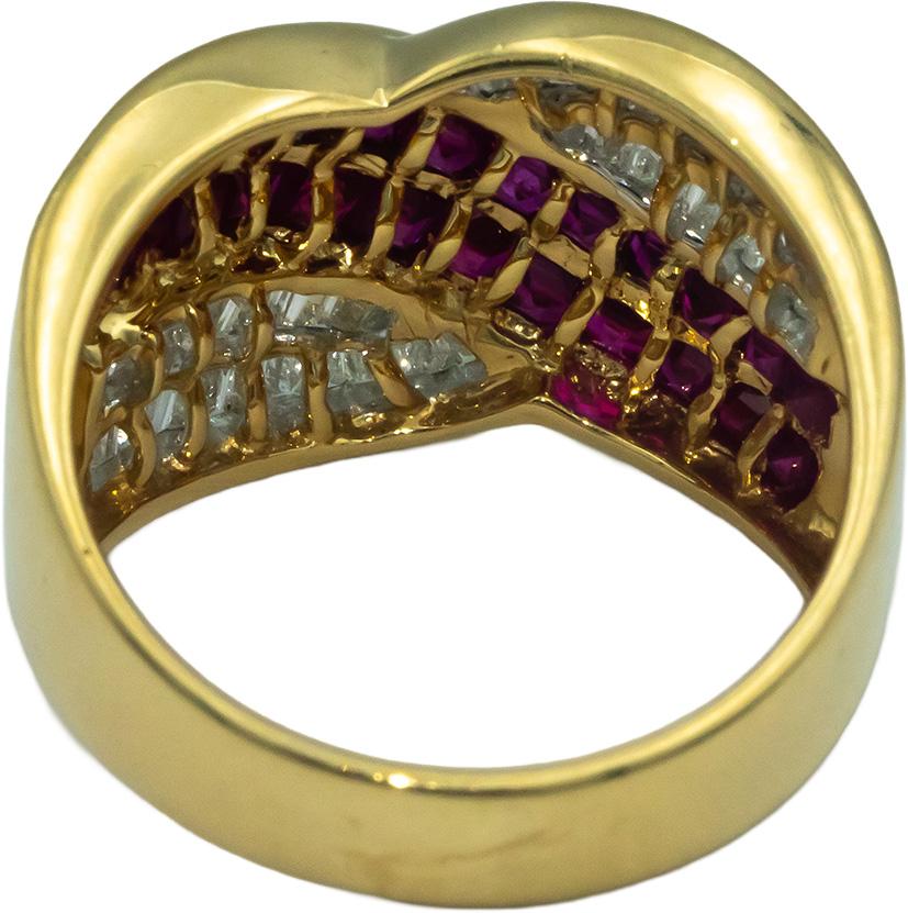 LE VIAN 18k Yellow Gold 2.0CT Diamond and Ruby Ring Size 7