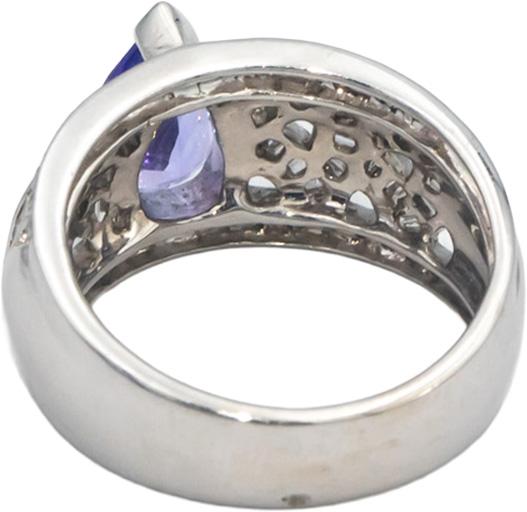 KALATI Designer 18k Gold 1.79CT Diamond and Tanzanite Cocktail Ring Size 6.25