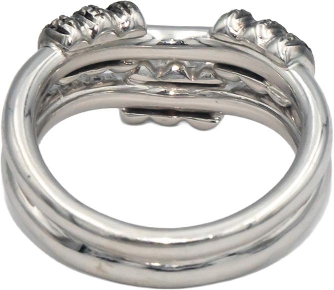 18K White Gold White & Black Diamond Split Bamboo Design Ring 9.09 Grams