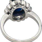 GIA Certified Platinum Diamond and Burma No Heat Sapphire Halo Ring 3.35CT