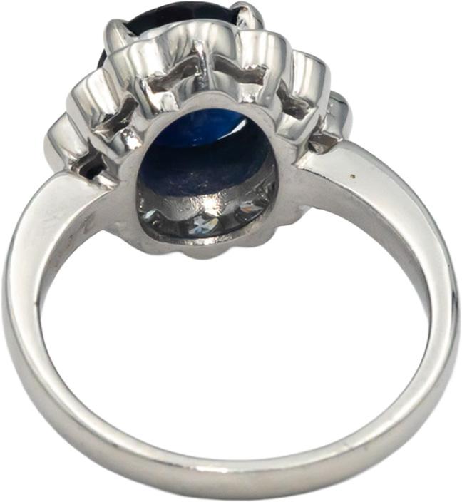 GIA Certified Platinum Diamond and Burma No Heat Sapphire Halo Ring 3.35CT