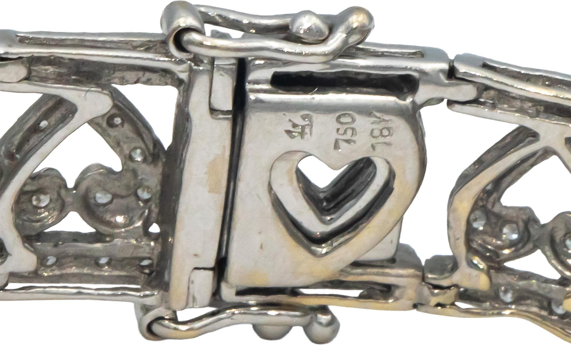 18k White Gold Jewelry Round Diamond Heart Bracelet 1.92CT