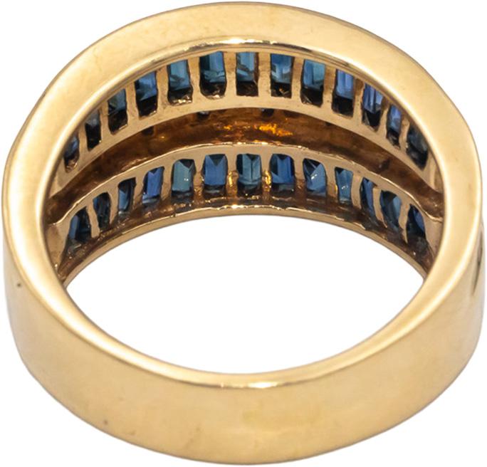 14k Yellow Gold 2.62CT Diamond and Sapphire Band Ring Size 8