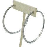 10k White Gold Round Diamond Jumbo Inside Out Hoop Earrings 1.0CT