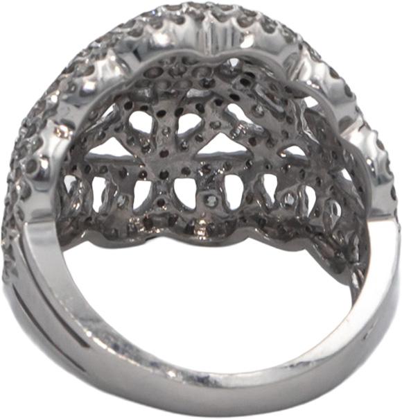 EFFY Designer 14k White Gold 1.50CT Diamond Filigree Dome Cluster Ring Size 6.5
