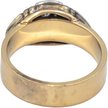 ART CARVED Vintage Antique 14k Yellow & White Gold 0.16CT Diamond Ring Size 4.5