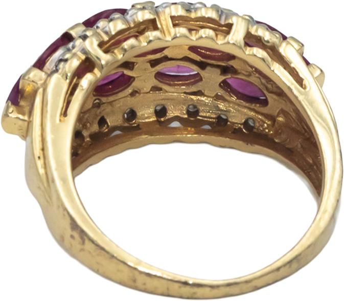 14k Yellow Gold 1.33CT Diamond and Ruby Band Ring Size 7.5