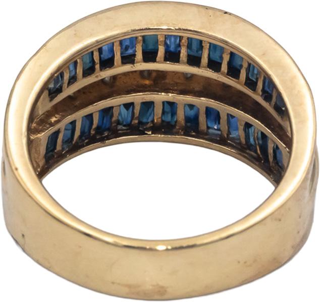 14k Yellow Gold 2.62CT Diamond and Blue Sapphire Ring Size 8.25
