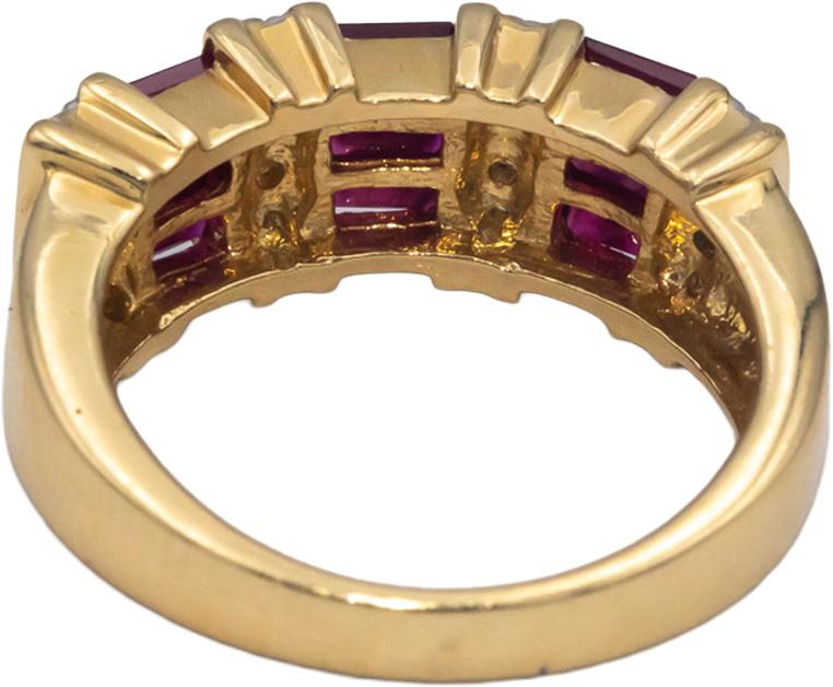 Designer 14k Yellow Gold 1.15CT Diamond and Ruby Band Ring Size 6.75