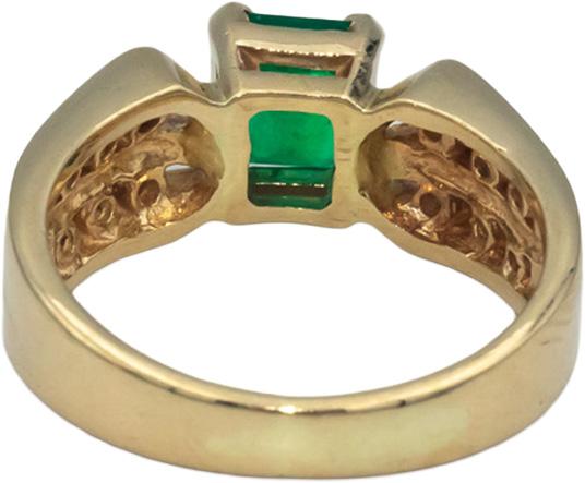 14k Yellow Gold 1.30CT Diamond and Emerald Ring Size 7