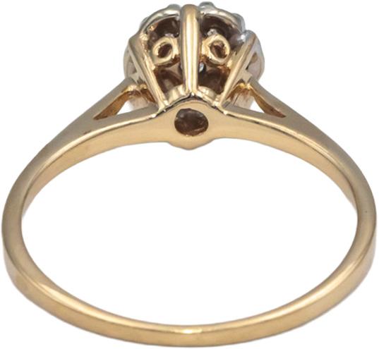 14k Yellow Gold .23CT Round Cut Diamond Cluster Flower Engagement Ring Size 6.25