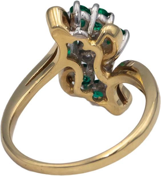 14k Yellow Gold 0.50CT VS Diamond and Emerald Cocktail Ring Size 5.25