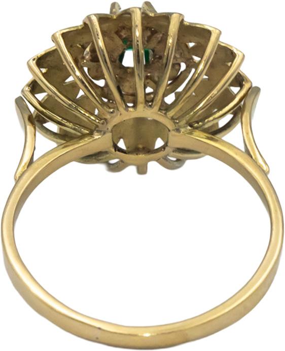 18k Yellow Gold 0.25CT Emerald Solitaire Floral Ring Size 6.75