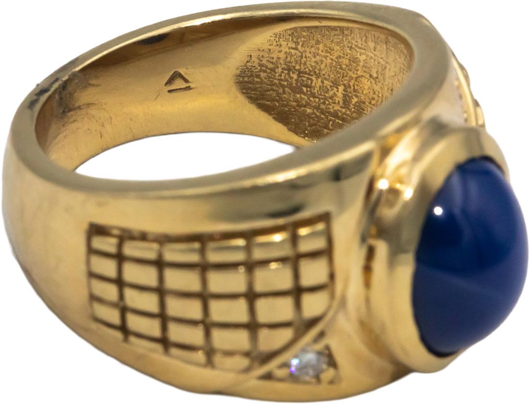 10k Yellow Gold 0.06CT VS Diamond & Synthetic Star Sapphire Ring Size 6.5