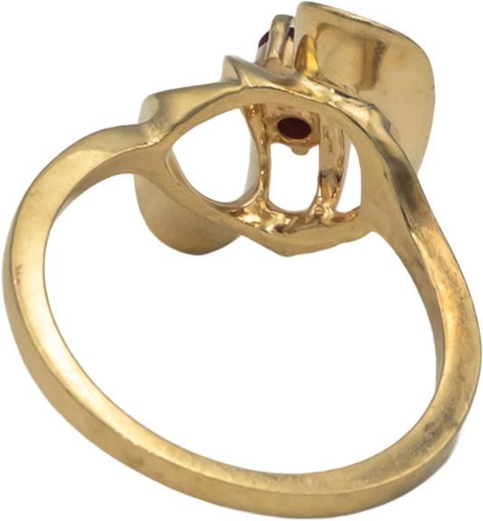 14k Yellow Gold Jewelry Round Cut Ruby Cocktail Ring 0.10CT Size 6.75