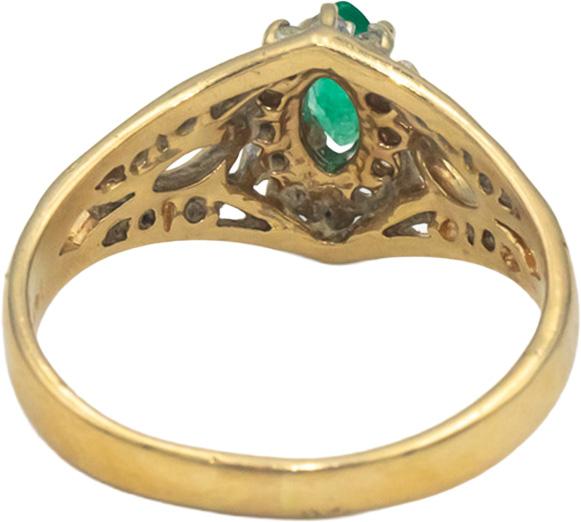 14k Yellow Gold 0.30CT Diamond and Emerald Ring Size 7