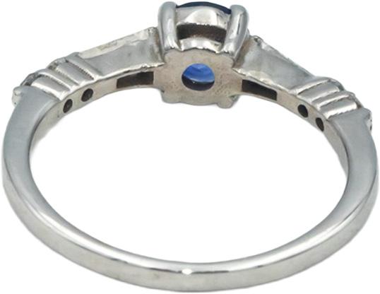 14k White Gold 0.83CT Diamond and Vibrant Medium Blue Sapphire Ring Size 5.75