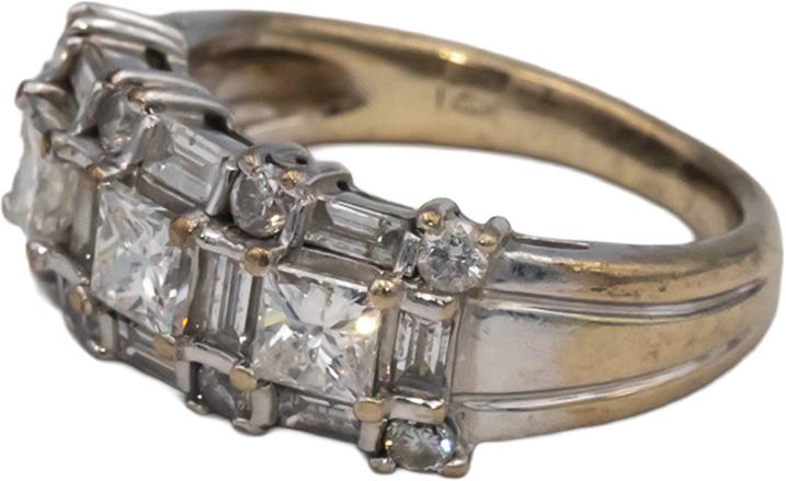 14k White & Yellow Gold 1.30CT VS Diamond Anniversary Band Ring Size 4