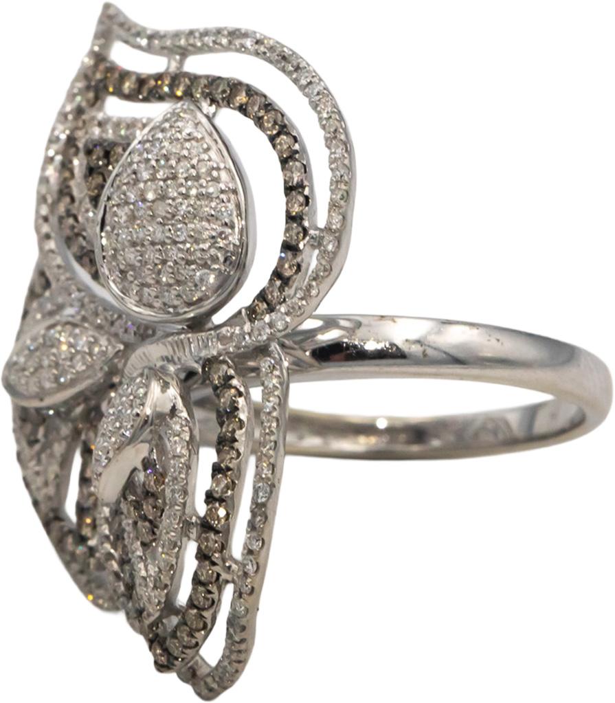 14k White Gold Jewelry 1.0CT VS Diamond Cluster Floral Ring Size 7
