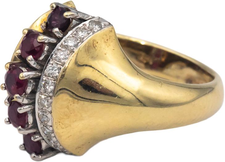 14k Yellow Gold 1.0CT Diamond and Ruby Cocktail Ring Size 7