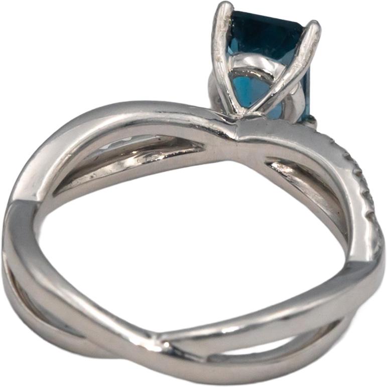 14k White Gold Jewelry 1.43CT Diamond and Topaz Ring Size 6