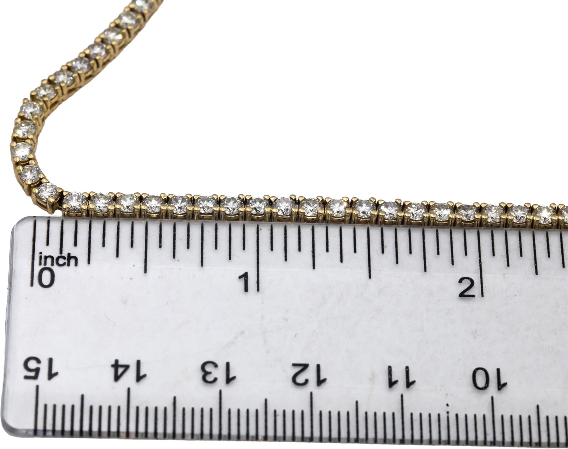 14k Yellow Gold Round Cut Diamond Tennis Necklace 16" Long 10.35CT