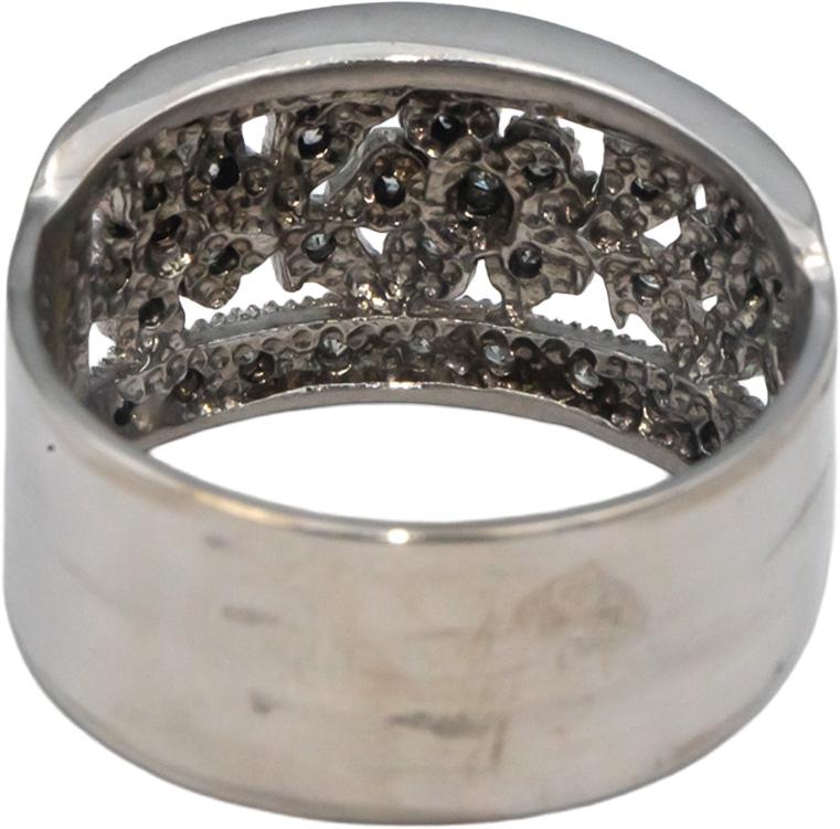 Vintage 14k White Gold Round Diamond Floral Wide Band Ring 0.25CT Size 8.75