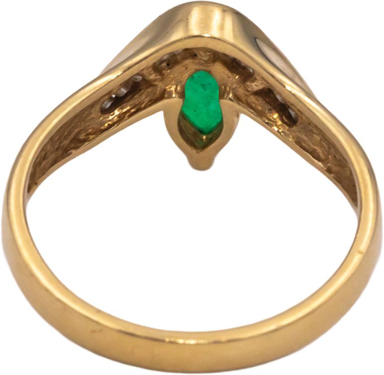 14k Yellow Gold 1.0CT VS Diamond and Emerald Ring Size 7.75