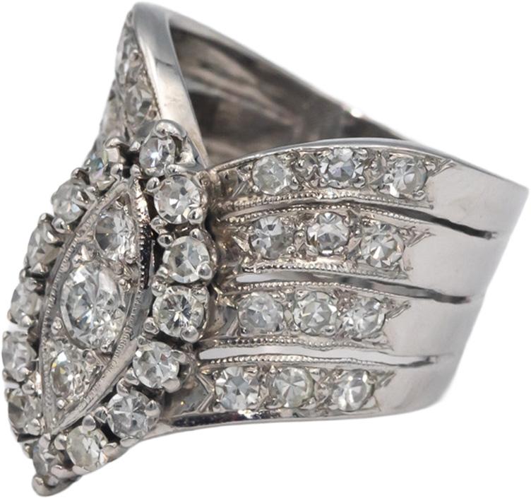 Antique Vintage 14k White Gold 1.0CT VS Round Cut Diamond Ring Size 5