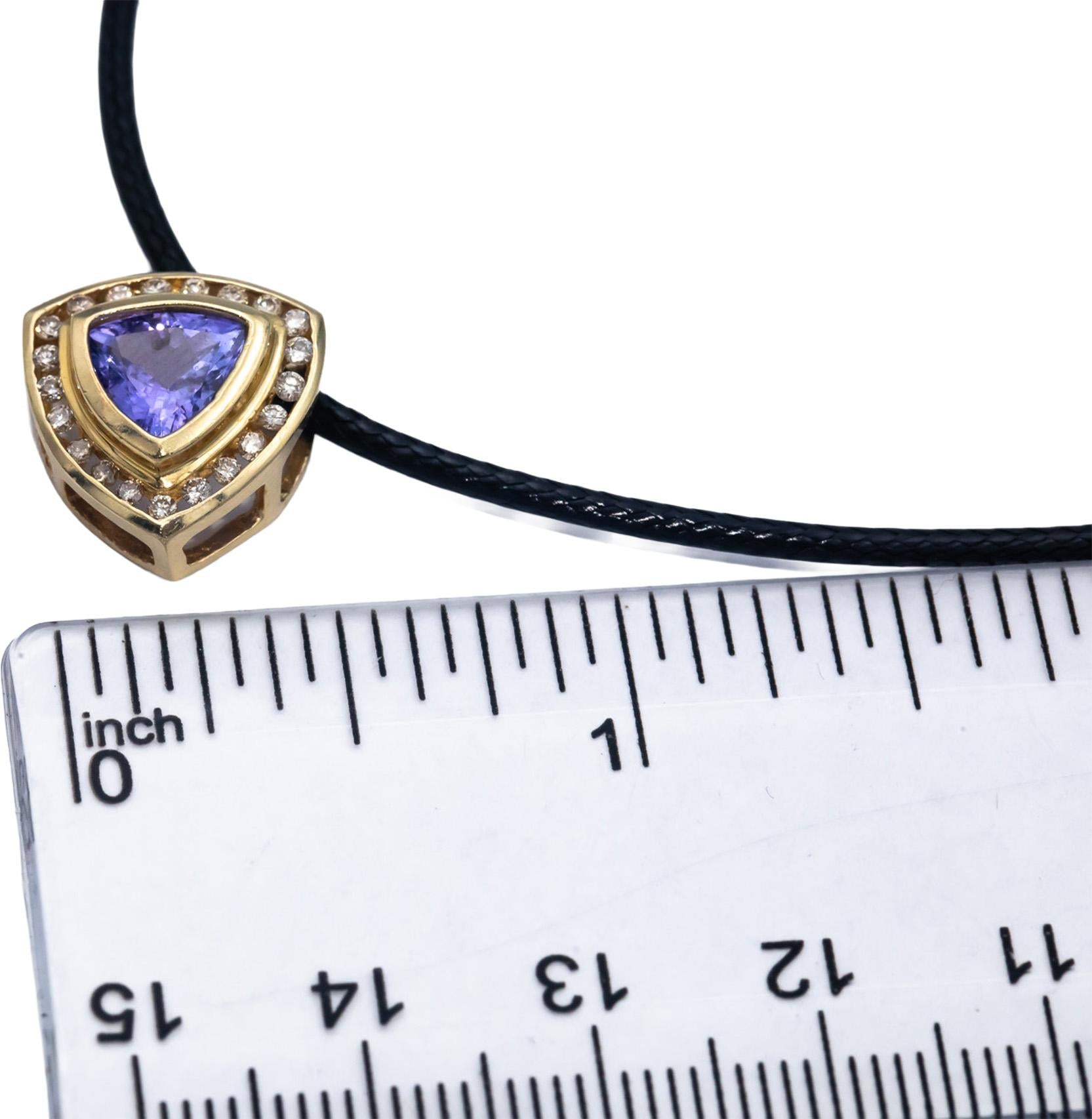 14k Yellow Gold Jewelry 1.80CT Diamond and Tanzanite Pendant Necklace