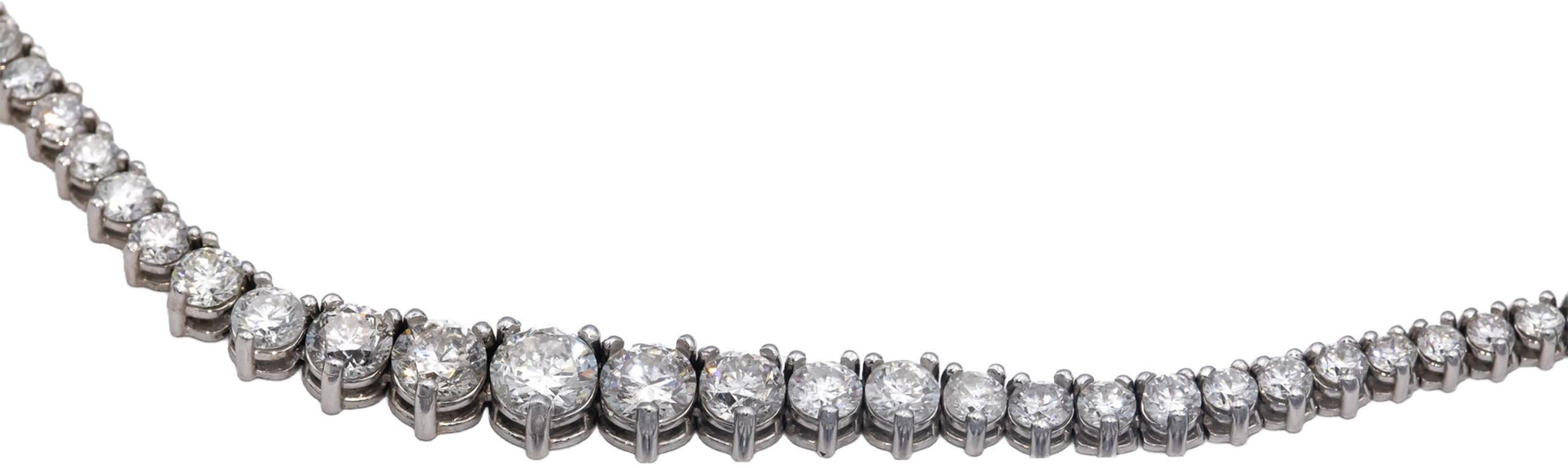 14k White Gold Round Cut Diamond Graduated Riviera Necklace 11.85CT