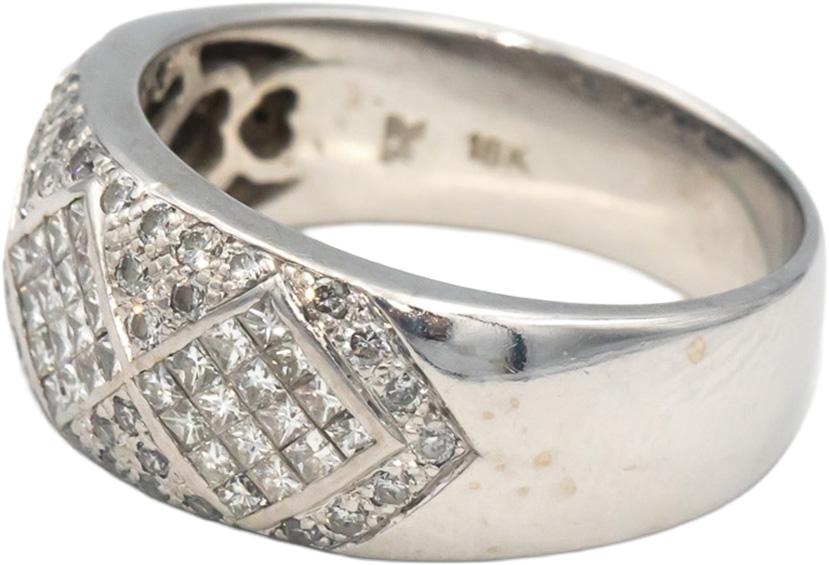 LE VIAN 18k White Gold 1.0CT VS Princess & Round Cut Diamond Band Ring Size 10