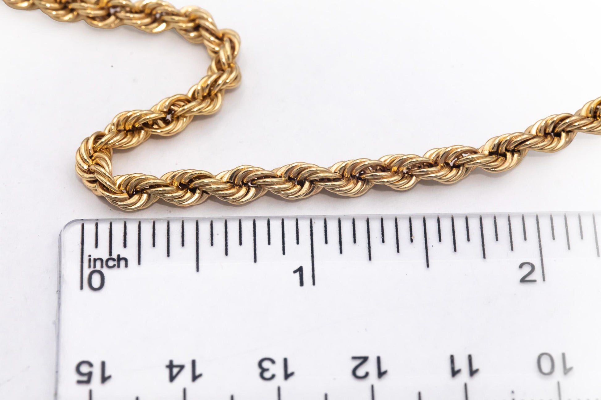 14k Yellow Gold 28.5" Long/3.5mm Wide Semi-Solid Twisted Rope Chain Necklace