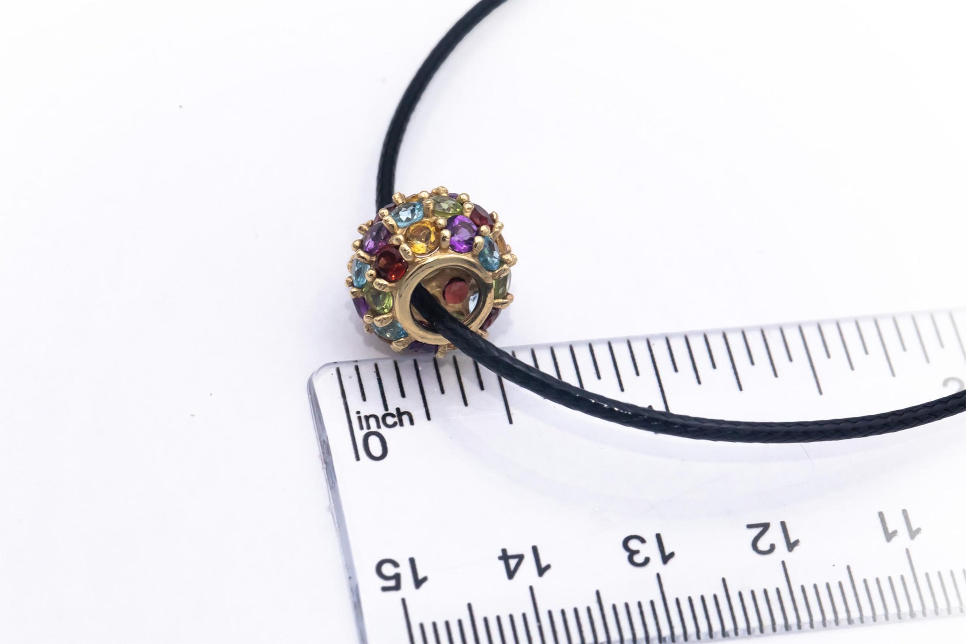 10k Yellow Gold Jewelry 2.0CT Rainbow Assorted Gemstone Slide Pendant Necklace