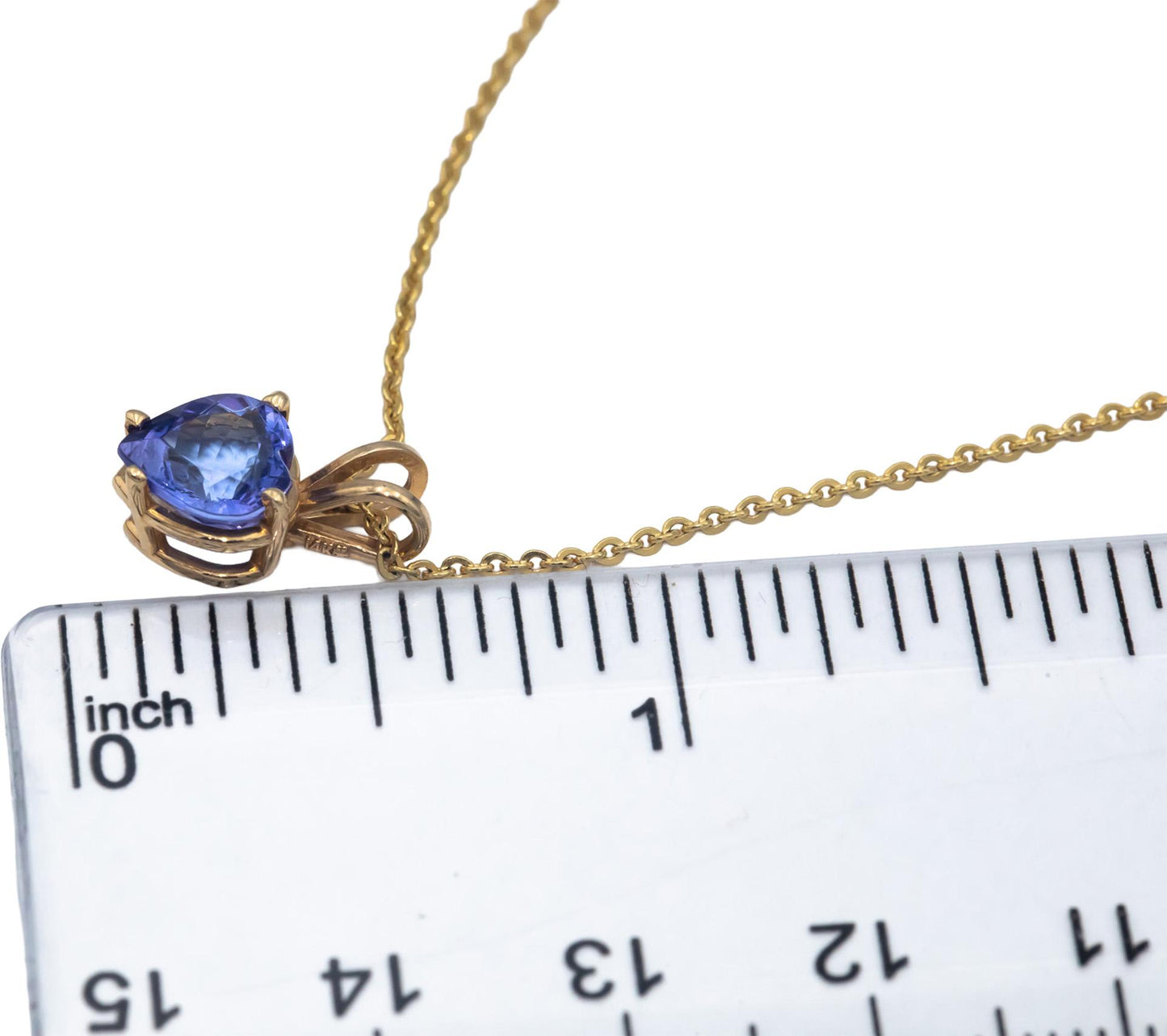 14k Yellow Gold 1.50CT Heart Cut Tanzanite Solitaire Pendant Necklace