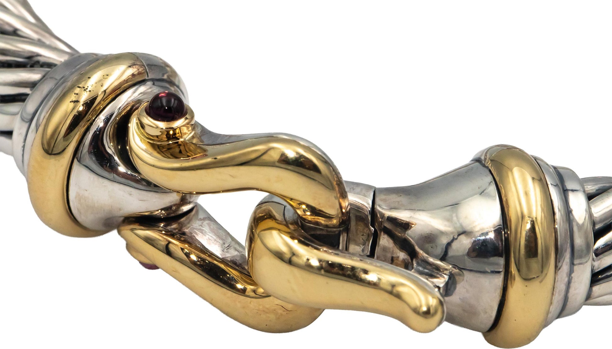 DAVID YURMAN 18k Gold Sterling Silver Gemstone 10mm Buckle Bracelet $2250 Retail