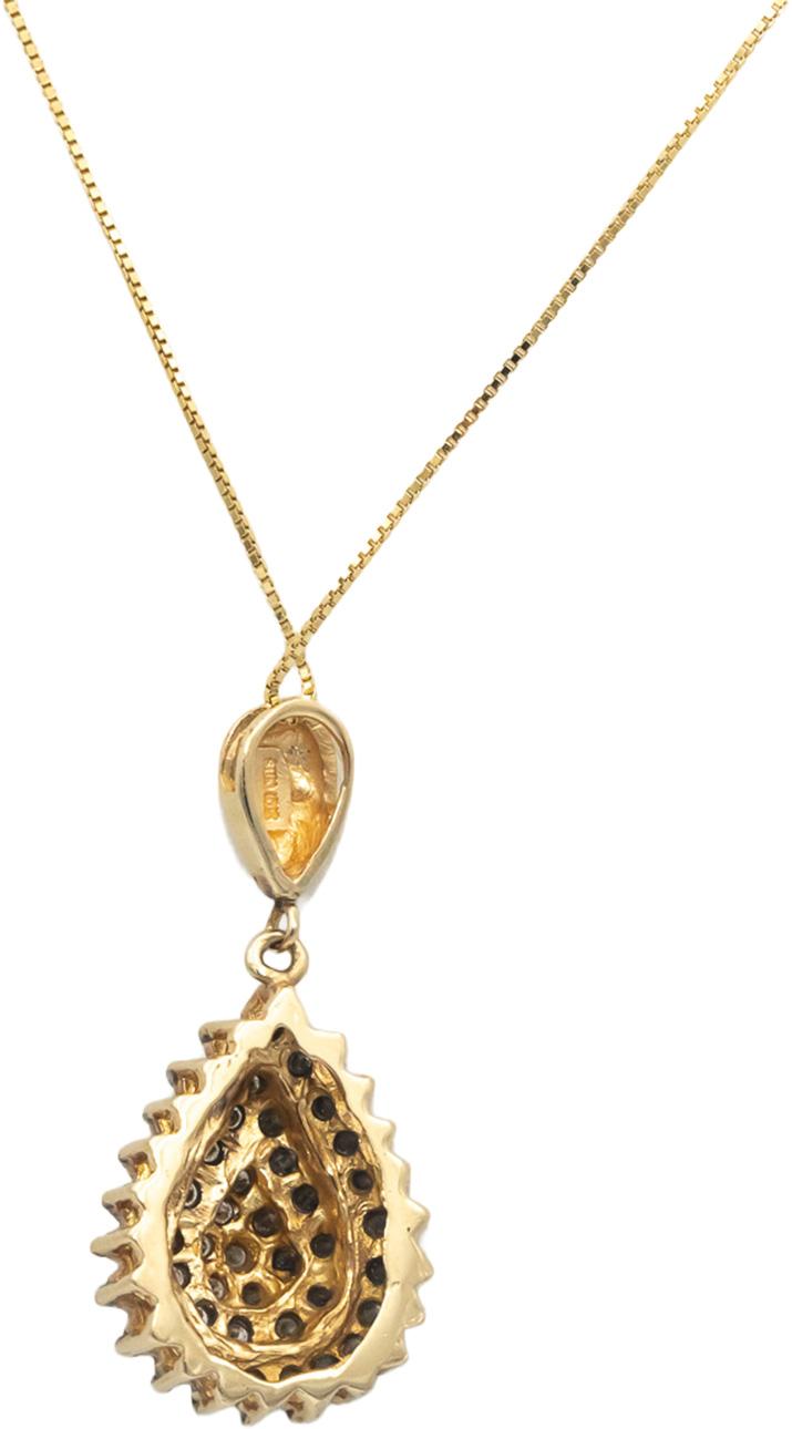 10k Yellow Gold 0.50CT Round Cut Diamond Cluster Pendant Necklace