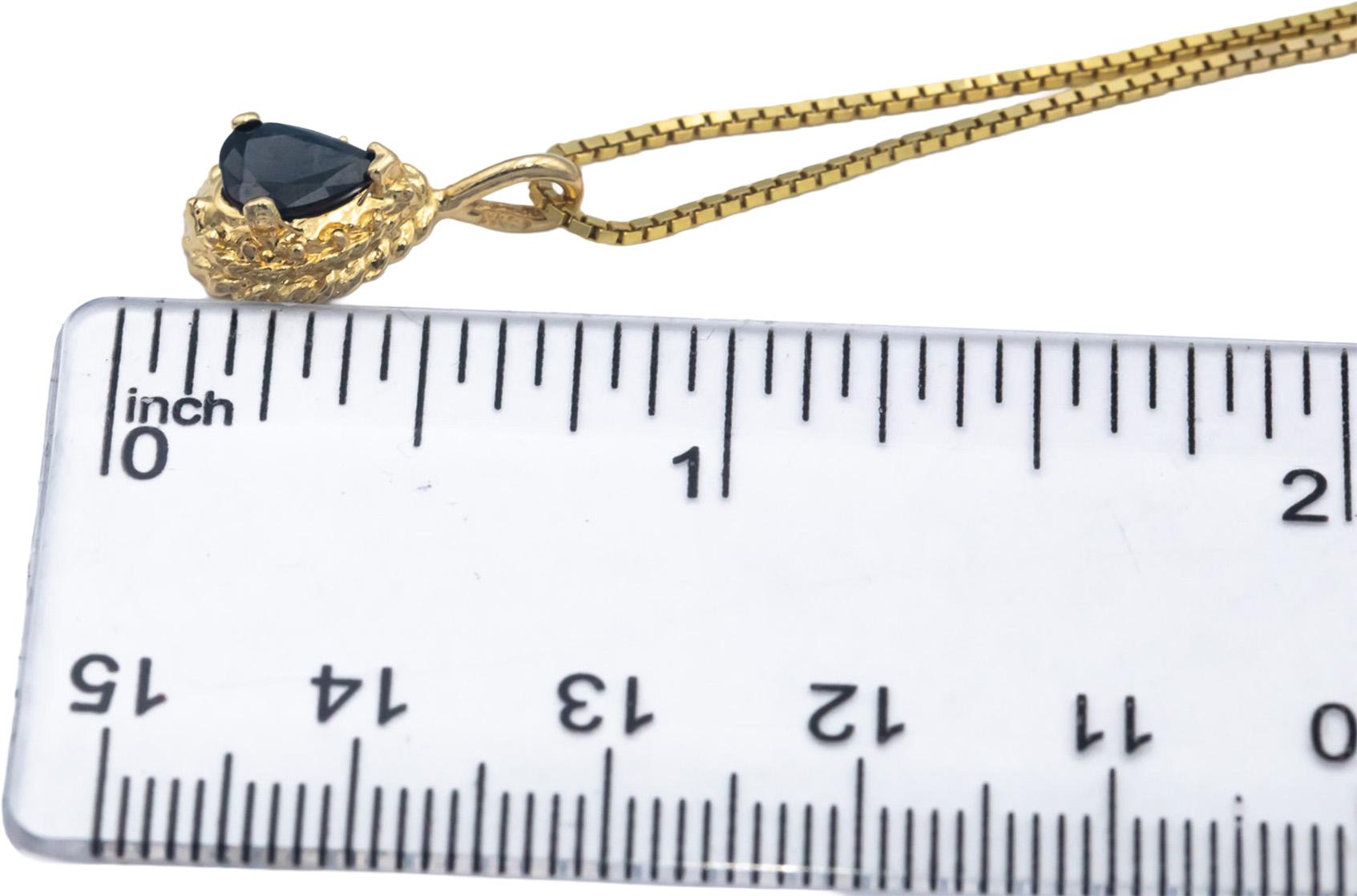 14k Yellow Gold Jewelry 0.75CT Pear Cut Blue Sapphire Pendant Necklace Chain
