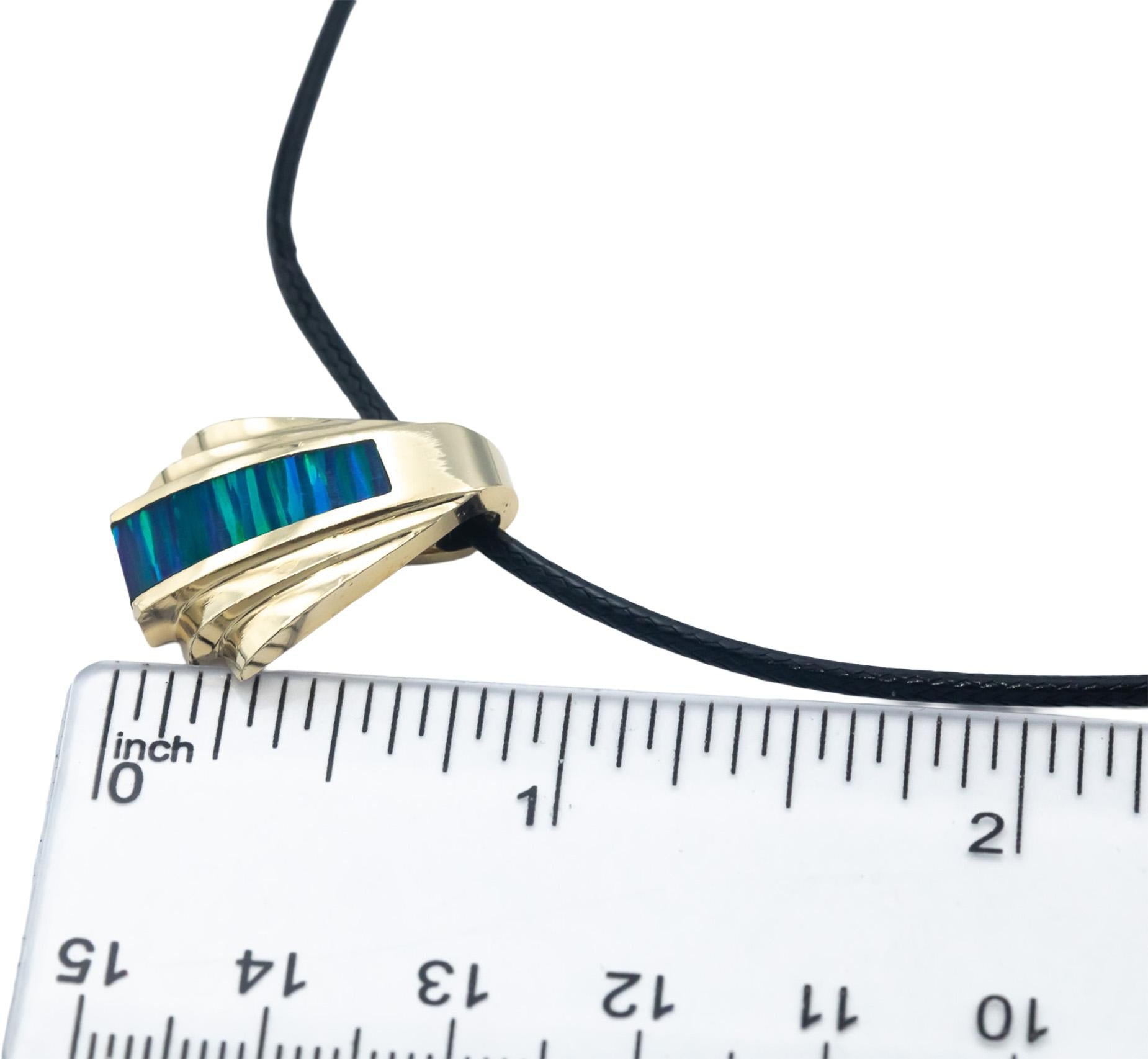 14k Yellow Gold Jewelry Painted Enamel Abstract Pendant Necklace