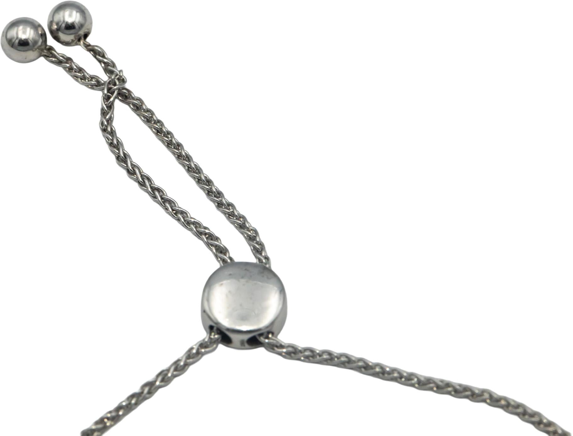 10k White Gold 0.35CT Round Cut Diamond Bolo Bracelet w/ Adjustable Clasp